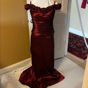 Elegant Burgundy Off-Shoulder Dress